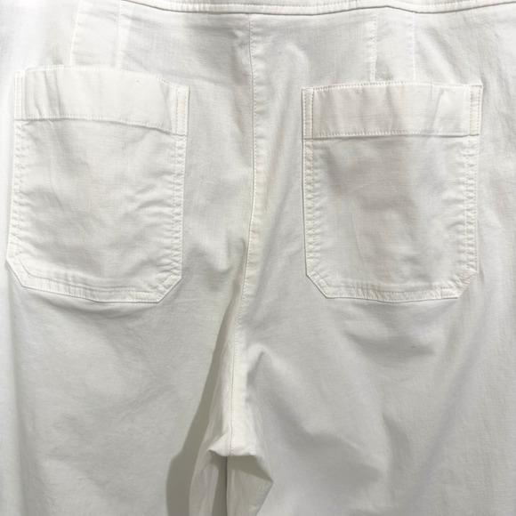 Talbots Womens Cotton Slub Sailor Crop Pants Sz 16 Gold Buttons Wide Leg - Picture 6 of 8